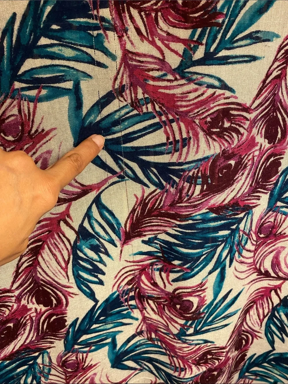 Tommy Bahama Fuchsia and Teal Feather Print Scarf Wrap Silk/Modal Blend